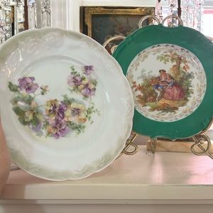 Schwarzenhammer Bavaria couple plate pansy, Valentine’s Day, cottage